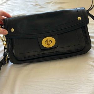 Black Coach clutch gold tone hardware